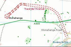 Représentation en vue aérienne de l'Avenue de Stonehenge